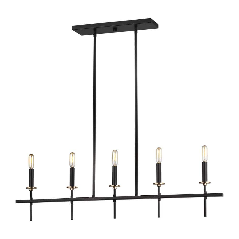 Bryant Midnight Black 5-Light Adjustable Steel Linear Chandelier
