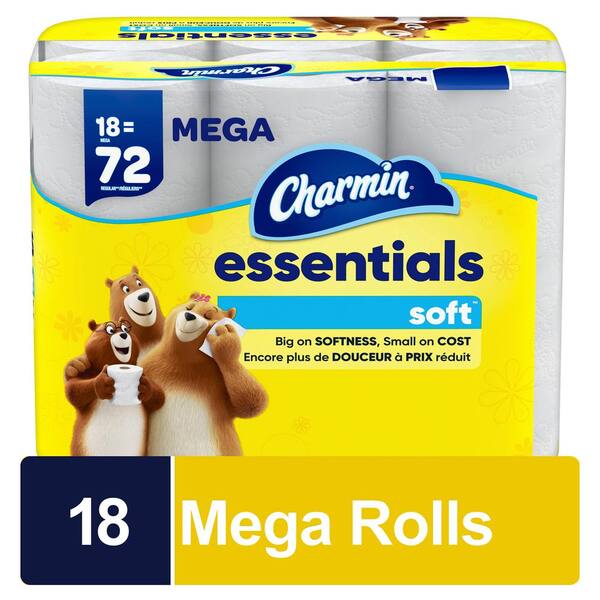 Charmin Essentials Soft Toilet Paper Rolls (18-Mega Rolls) 003077204535 ...