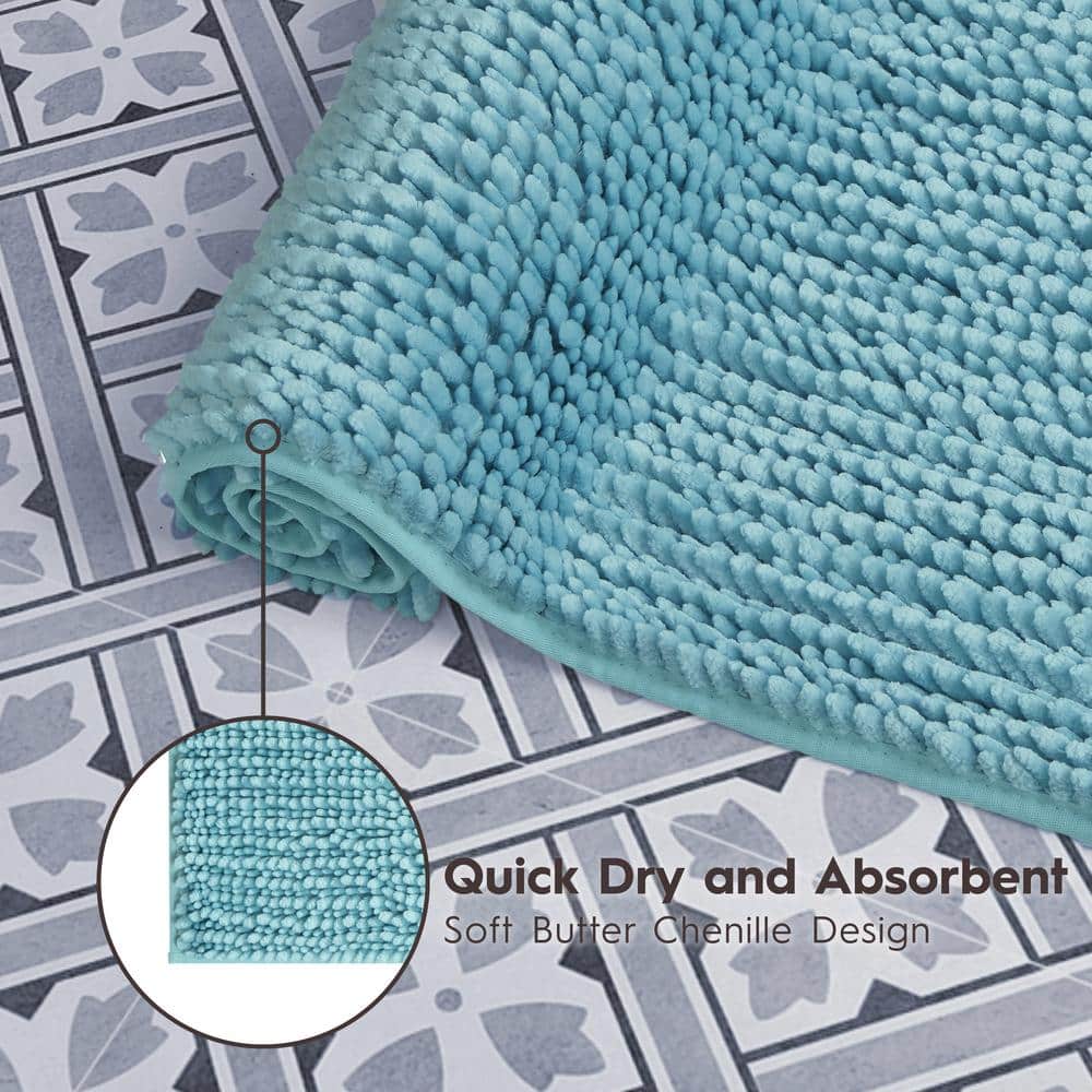 Seaspray Blue Polyester Chenille 2-Piece Bath Mat Set