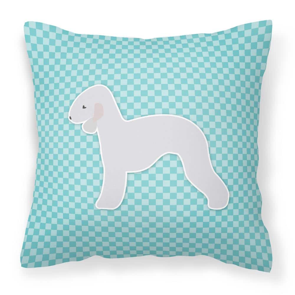 14 in. x 14 in. Multi-Color Lumbar Outdoor Throw Pillow Bedlington Terrier Checkerboard Blue price history on PriceWatchPro