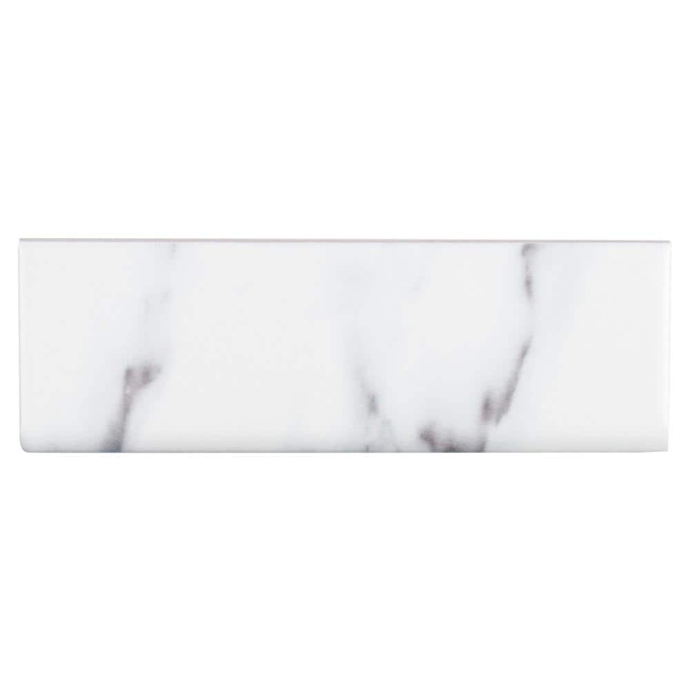 Jeffrey Court Carrara Inkjet White 2 In X 6 In Matte Ceramic Wall