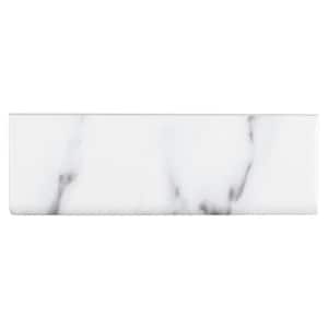 Carrara Inkjet White 2 in. x 6 in. Matte Ceramic Wall Single Bullnose Tile