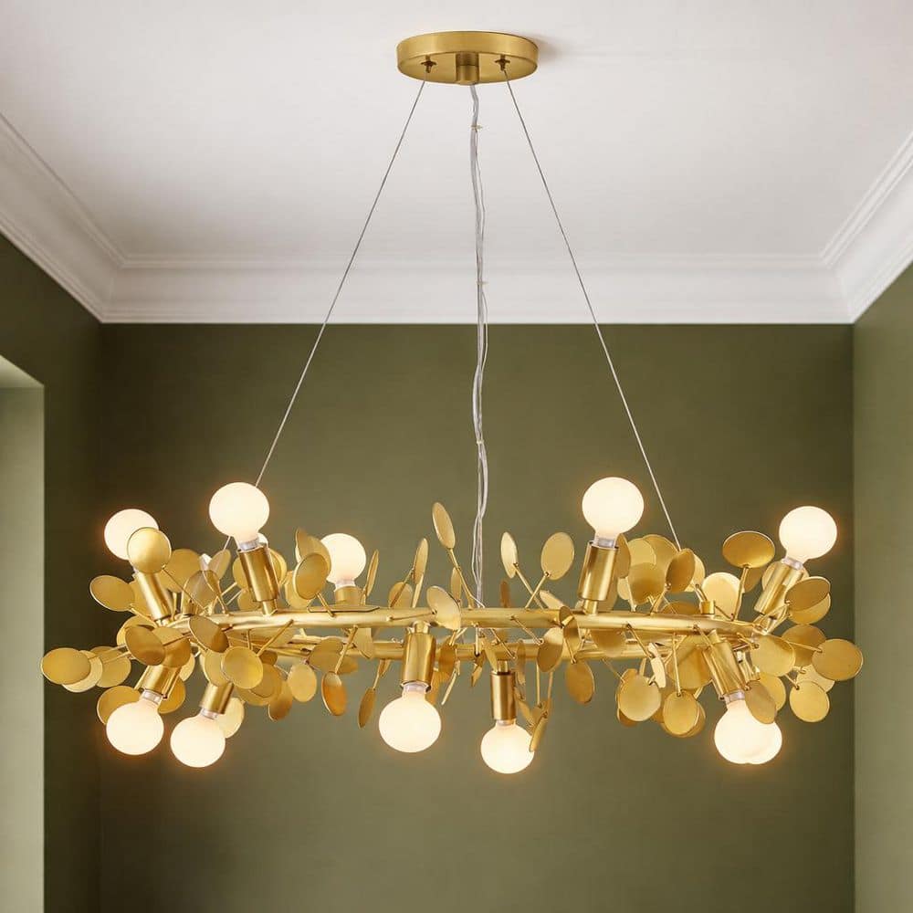 LARK Lolli 12-Light Distressed Brass Chandelier 84406DA - The Home LARK Lolli 12-Light Distressed Brass Chandelier 84406DA - The Home