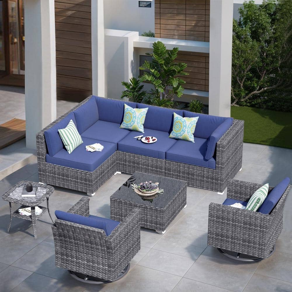 Xizzi Artemis Gray 8-piece Wicker Patio Conversation Seating Sofa Set 