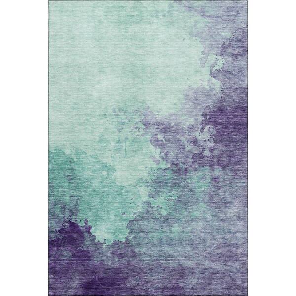 Mayfield Premium Machine Washable Abstract AMF1138 Seafoam 10 ft. x 14 ft. Area Rug
