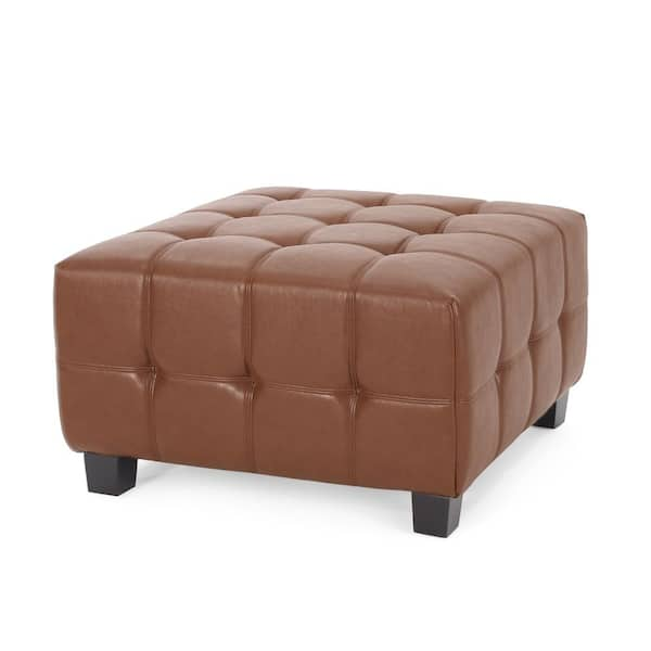 Berkamn Cognac Brun Tufted Faux Cuir Ottoman Togo Ubuy