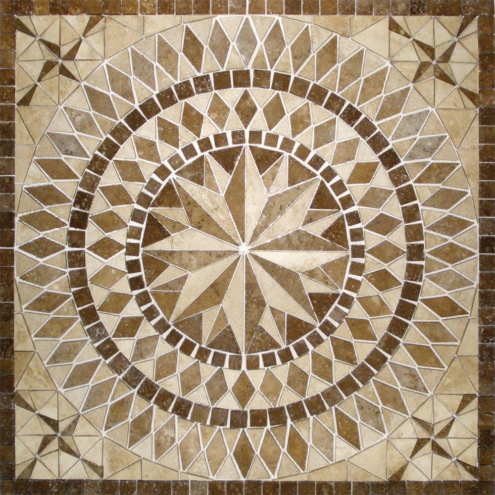 Msi Del Sol Medallion 36 In X 36 In Travertine Floor And Wall Tile Smot Med Traver The Home Depot