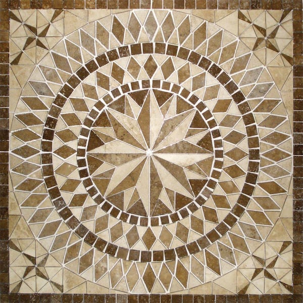 Travertine Floor And Wall Tile, Floor Tile Medallion Ideas