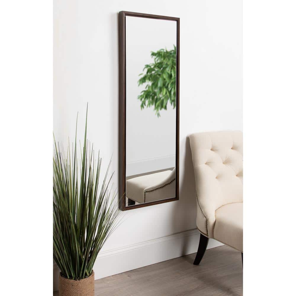 Evans 53'' Full-Length Walnut Brown Wood Framed Mirror
