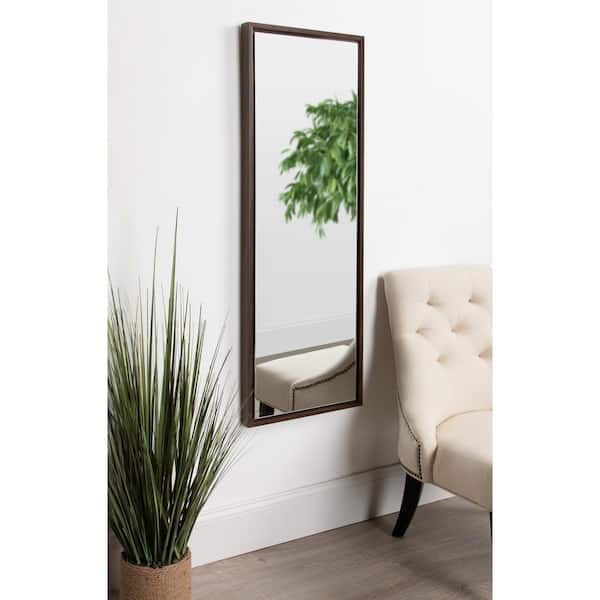 Large Rectangle Walnut Brown Full-Length Contemporary Mirror (48 in. H x 16 in. W)