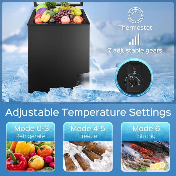 5.0 cu. ft. Manual Defrost Chest Freezer with 7 Gears Temp Control Removable Basket in Black Garage Ready Garage/Kitchen