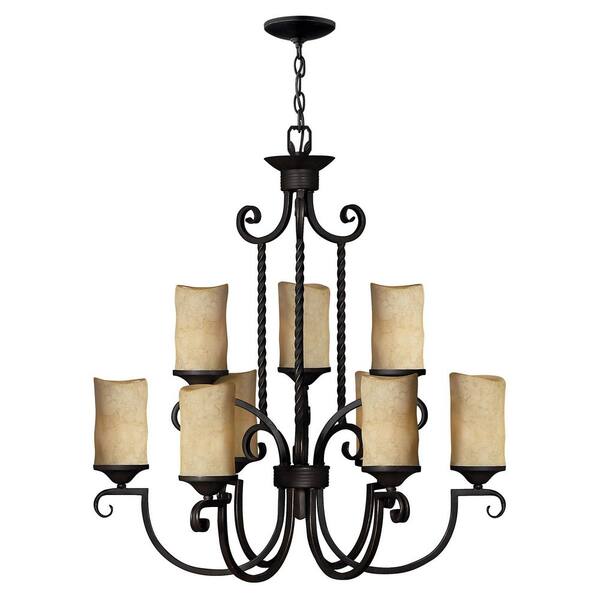 HINKLEY Casa 9-Light Olde Black Shaded Chandelier