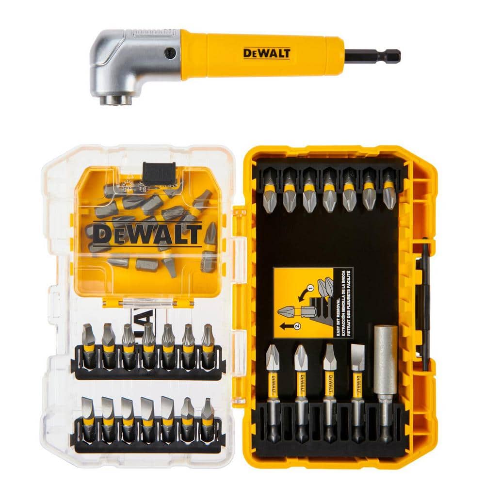 DEWALT MAXFIT Steel Screwdriving Bit Set with Right Angle Adapter  (36-Piece) DWAMF36RASET - The Home Depot