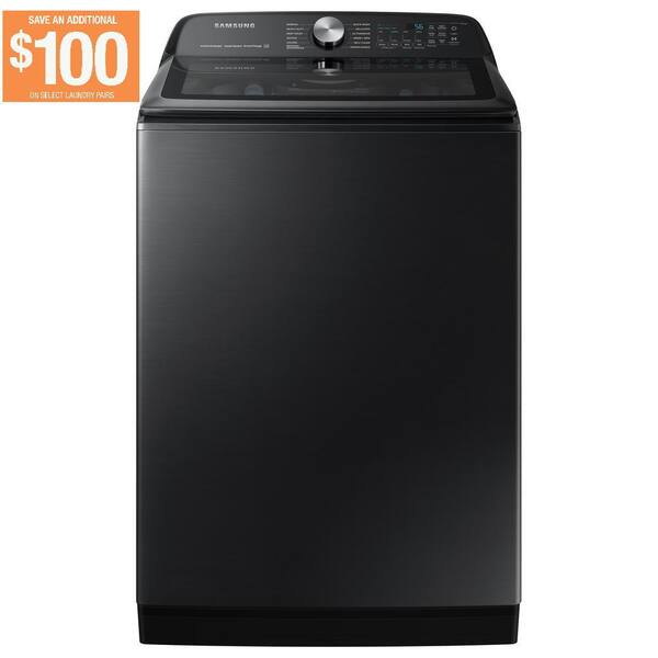Samsung 5.2 cu. ft. Smart High-Efficiency Top Load Washer with Impeller and Super Speed in Brushed Black, ENERGY STAR