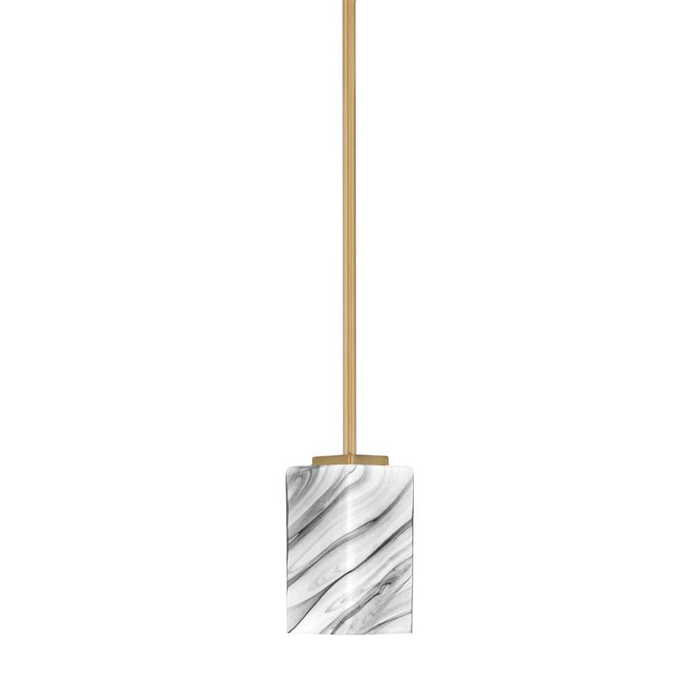 Bridgewater 100-Watt 1-Light Brass Shaded Pendant Light Mini Pendant with 3