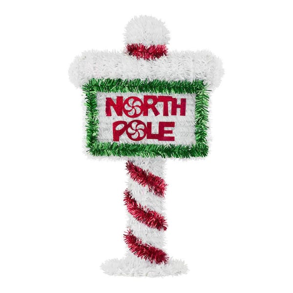 Home Accents Holiday 14 in Tinsel Table Top North Pole