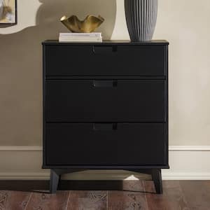 Mid-Century Modern Black 3 Drawer 30 in. Chest of Drawers