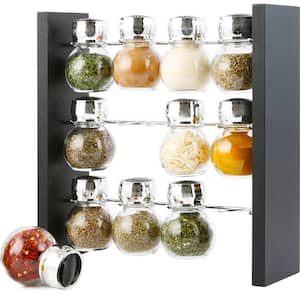 Spice Jar Rack with 12-Durable Glass Bottles