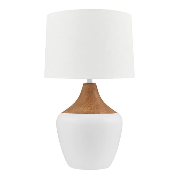 Turin 23.5 in. White and Wood Accent Lamp