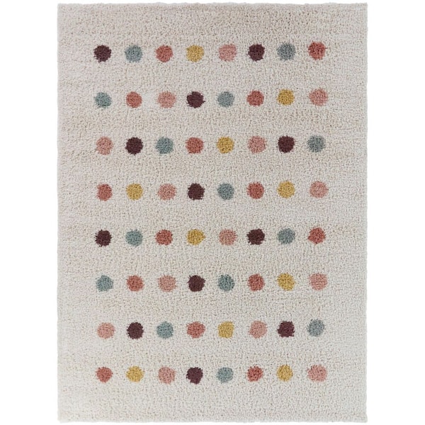 Janel Cream 5 ft. x 7 ft. Multi-Color Dots Area Rug