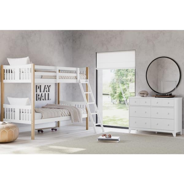 Storkcraft Caribou Solid Hardwood Twin Bunk Bed White with Storkcraft Caribou Solid Hardwood Twin Bunk Bed White with