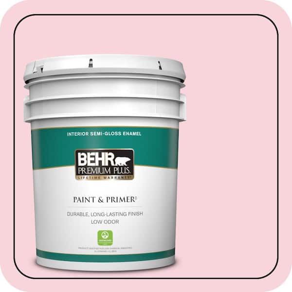 BEHR PREMIUM PLUS 5 gal. #110C-1 Petal Bloom Semi-Gloss Enamel Low Odor Interior Paint & Primer