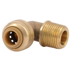 1/4 in. (3/8 in. O.D.) Push-to-Connect x 3/8 in. MIP Brass 90-Degree Dishwasher Elbow Fitting