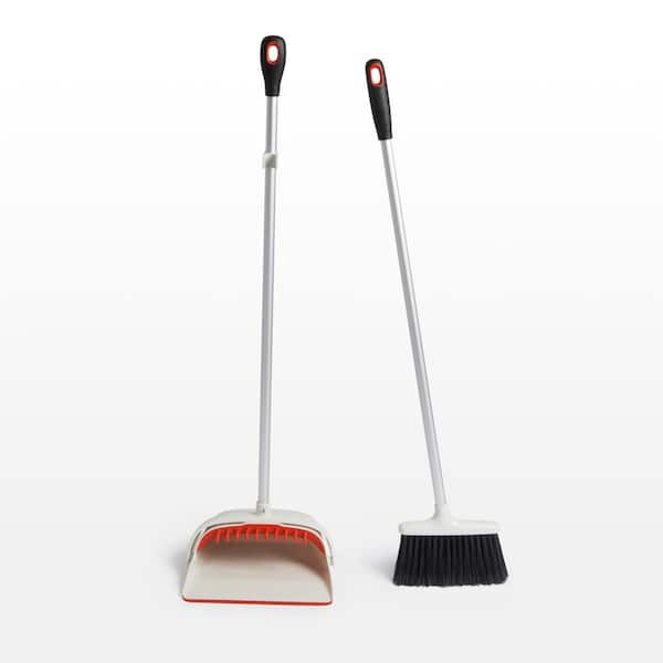 Long Handle Broom Dustpan Vertical Brush & Dust Pot Upright Cleaning Tool Set US 