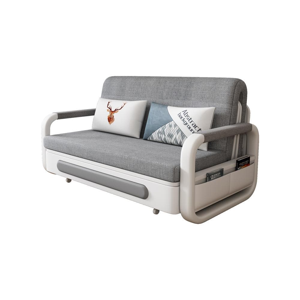 THE RIGHT PATH Koro 50 in. Rolled Arm 1-Seater Sofa in Gray THE RIGHT PATH Koro 50 in. Rolled Arm 1-Seater Sofa in Gray