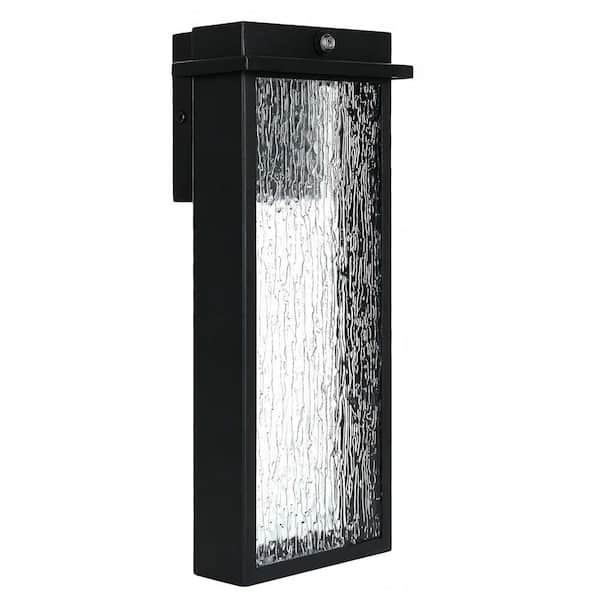 (1-Pack) 16 in. H Dusk to Dawn Outdoor Integrated LED Lighting Anti-Rust Wall Lantern Outside Wall Sconce