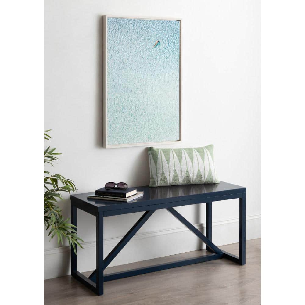 Turquoise Waters Woman Floating Canvas Art with White Frame
