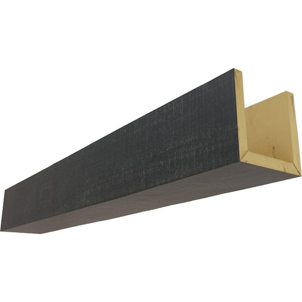 Ekena Millwork 6 in. W x 6 in. H x 8 ft. L 3-Sided (U-beam) Rough Cedar Endurathane Faux Wood Ceiling Beam, Aged Ash