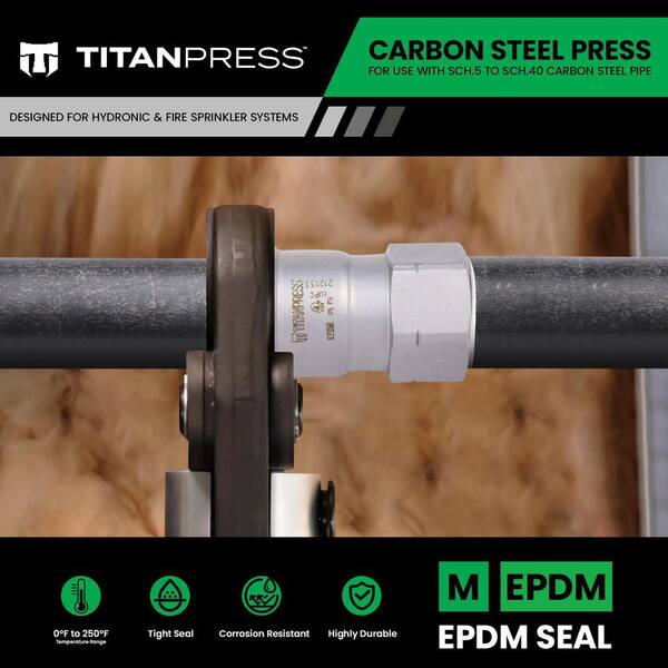 T TITANPRESS - 1-1/4 in. Carbon Steel Press x FPT Female Adapter EPDM Mechanical