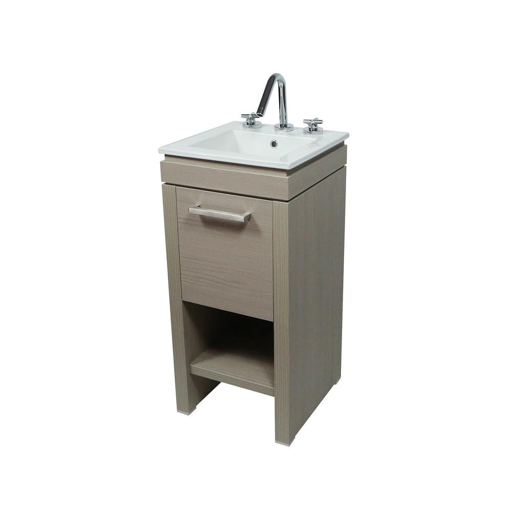 Bellaterra Home 16 in. W x 16 in. D x 34.25 in. H Single Sink Freestanding Bath Vanity in Light Gray with White Ceramic Sink