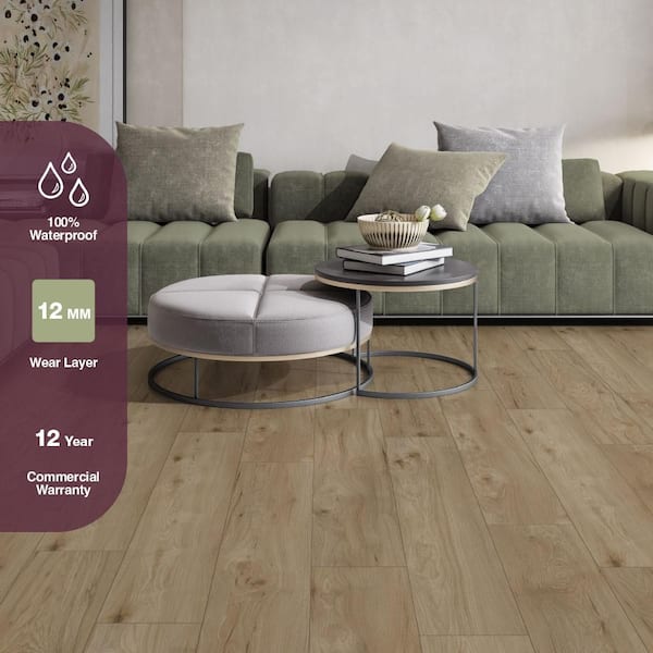 Silva Cove Hickory 12 mm T x 8.03 in W Waterproof Laminate Wood Flooring (15.9 sqft/case)