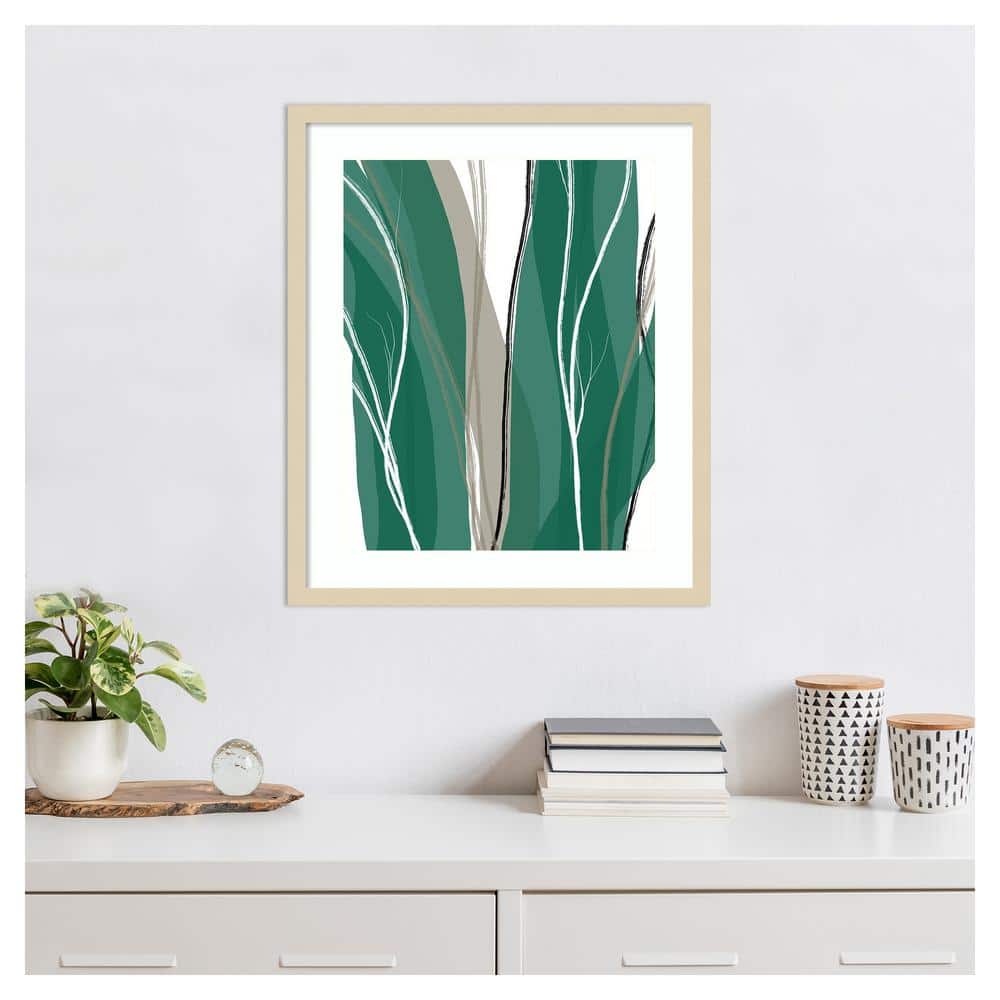 Sea Meadow IV Green and Beige Abstract Framed Wall Art