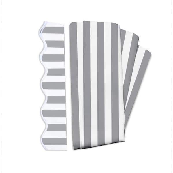 Retractable Awning Fabric Replacement 12 ft. x 10 ft. Grey and White Striped