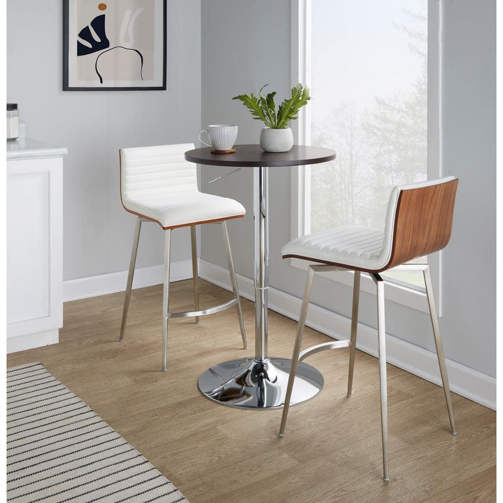 Mason White Faux Leather and Chrome Adjustable Pub Set