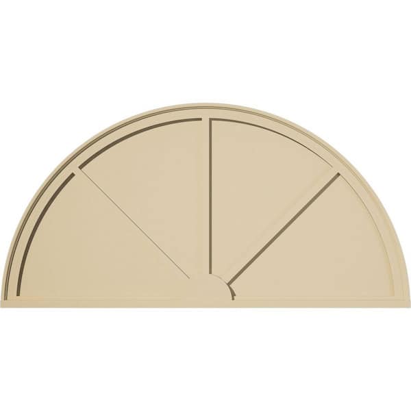 56 in. W x 28 in. H x 2 in. P Half Round 3 Spoke Signature Urethane Pediment, Primed Tan