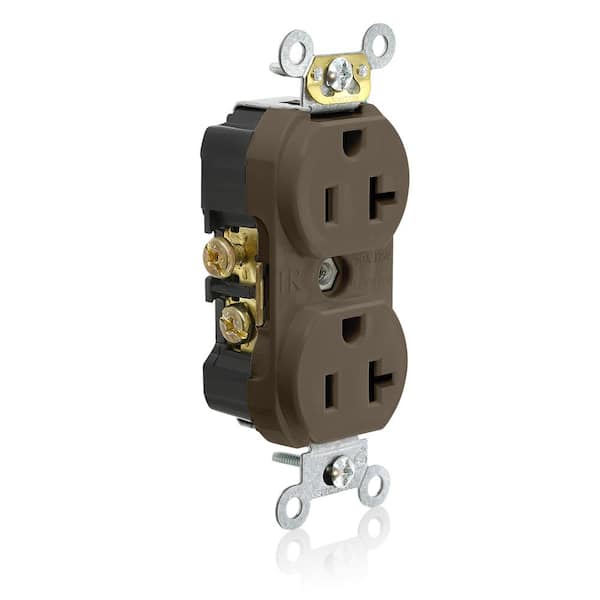 Leviton 20 Amp 125 V Commercial Grade Tamper Resistant Duplex Outlet/Receptacle, Brown (1-Pack) TCR20