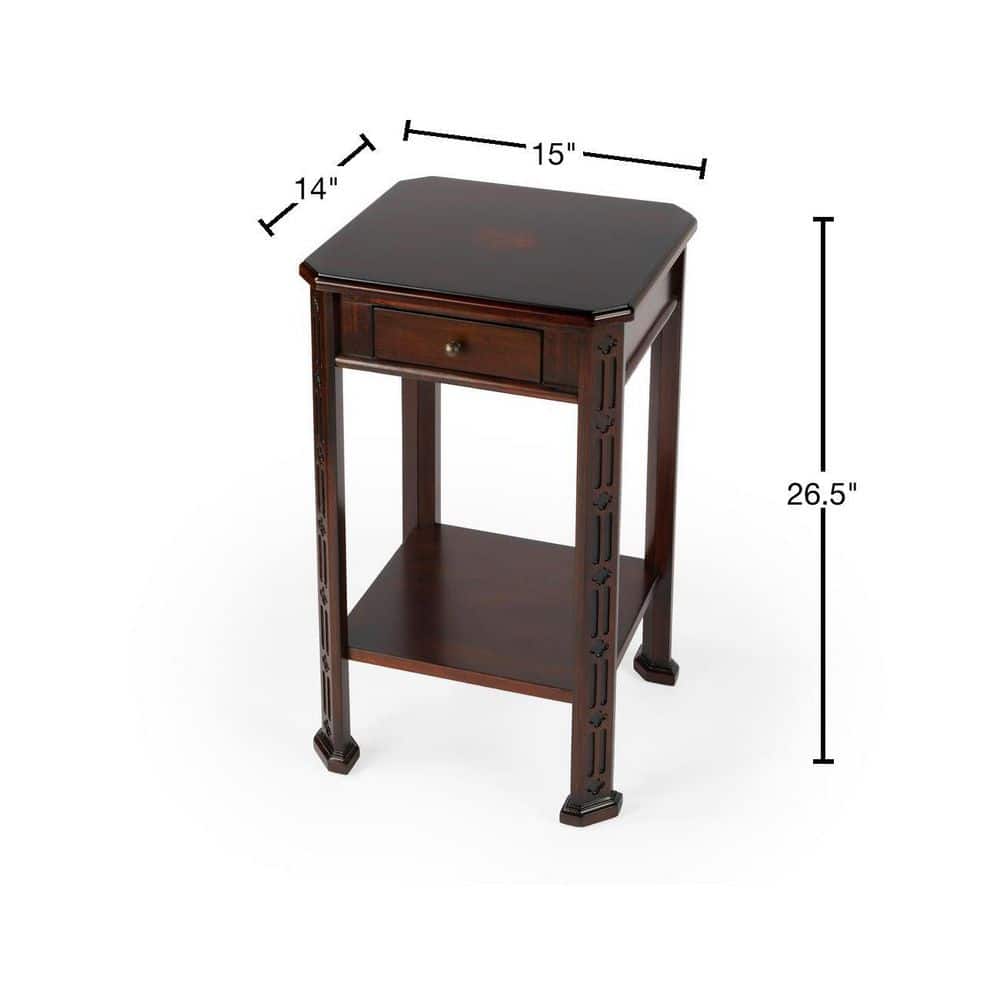 Small Plantation Cherry Wood Side Table with Storage