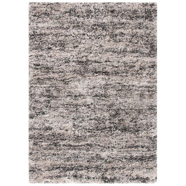Iceland Shag 10 ft. x 14 ft. Cream/Gray Abstract Distressed Area Rug