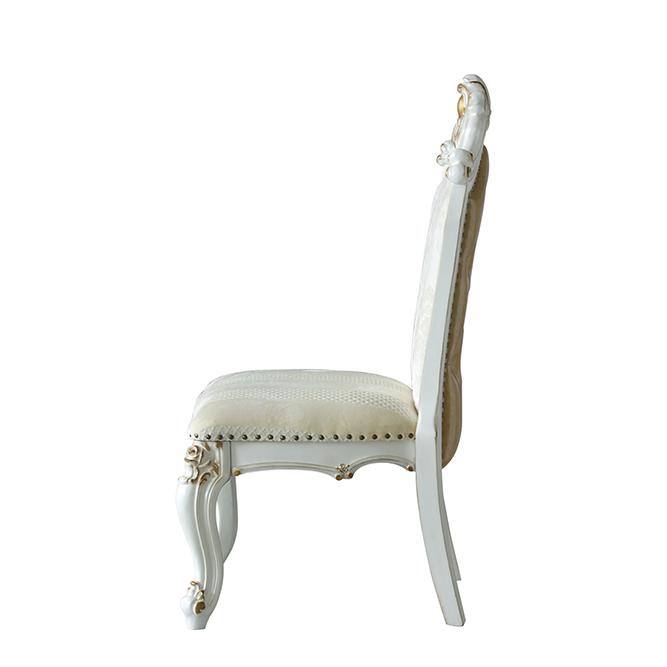Elegant Beige Faux Leather Upholstered Side Chair with Queen Anne Legs