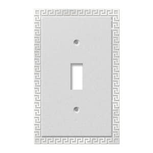 Greek Key 1 Gang Toggle Metal Wall Plate - Frosted Chrome