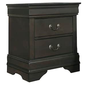21.63 in. 2-Drawer Gray Wooden Nightstand