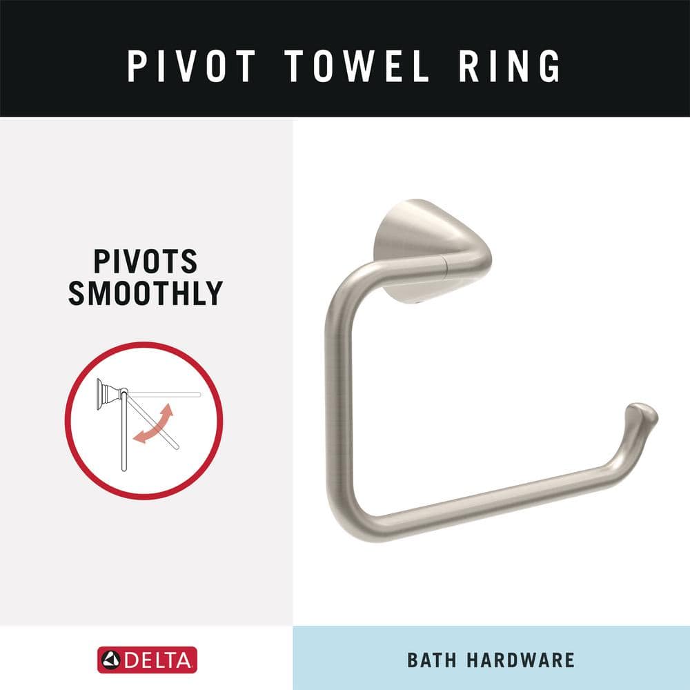 Spotshield Brushed Nickel Wall Mounted Rectangular Towel Ring