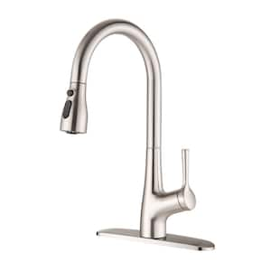 Single Handle Pull Down Sprayer Kitchen Faucet in Brushed Nickel