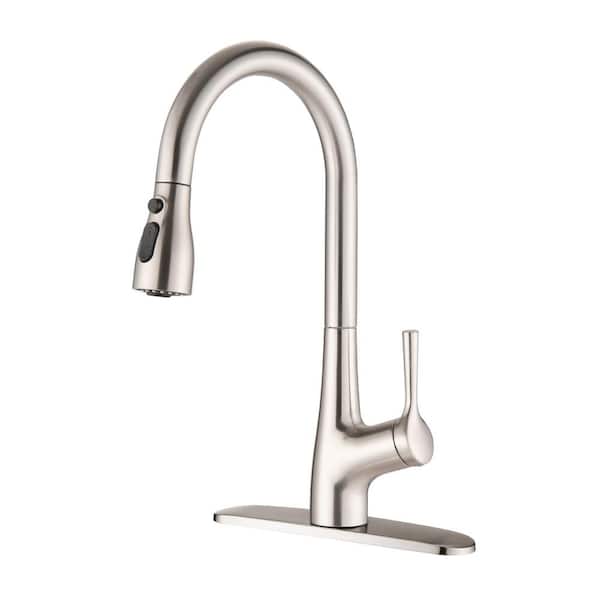 Satico Single Handle Pull Down Sprayer Kitchen Faucet in Brushed Nickel