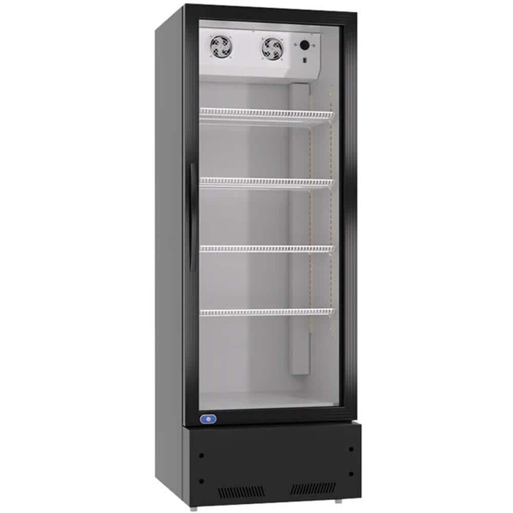 23.6 in. 10.9 cu. ft. Commercial Refrigerator Upright Swing Glass Door in Black with LED Lighting, ETL Approved