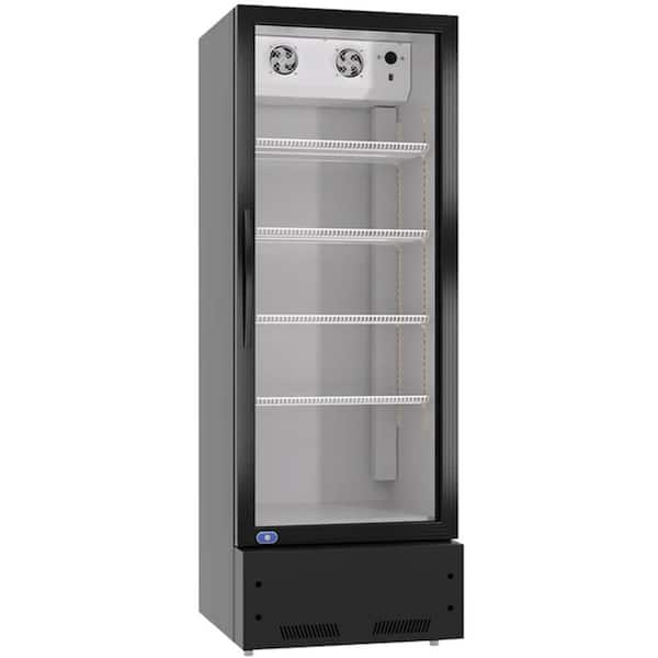 Anqtovp 23.6 in. 10.9 cu. ft. Commercial Refrigerator Upright Swing Glass Door in Black with LED Lighting, ETL Approved